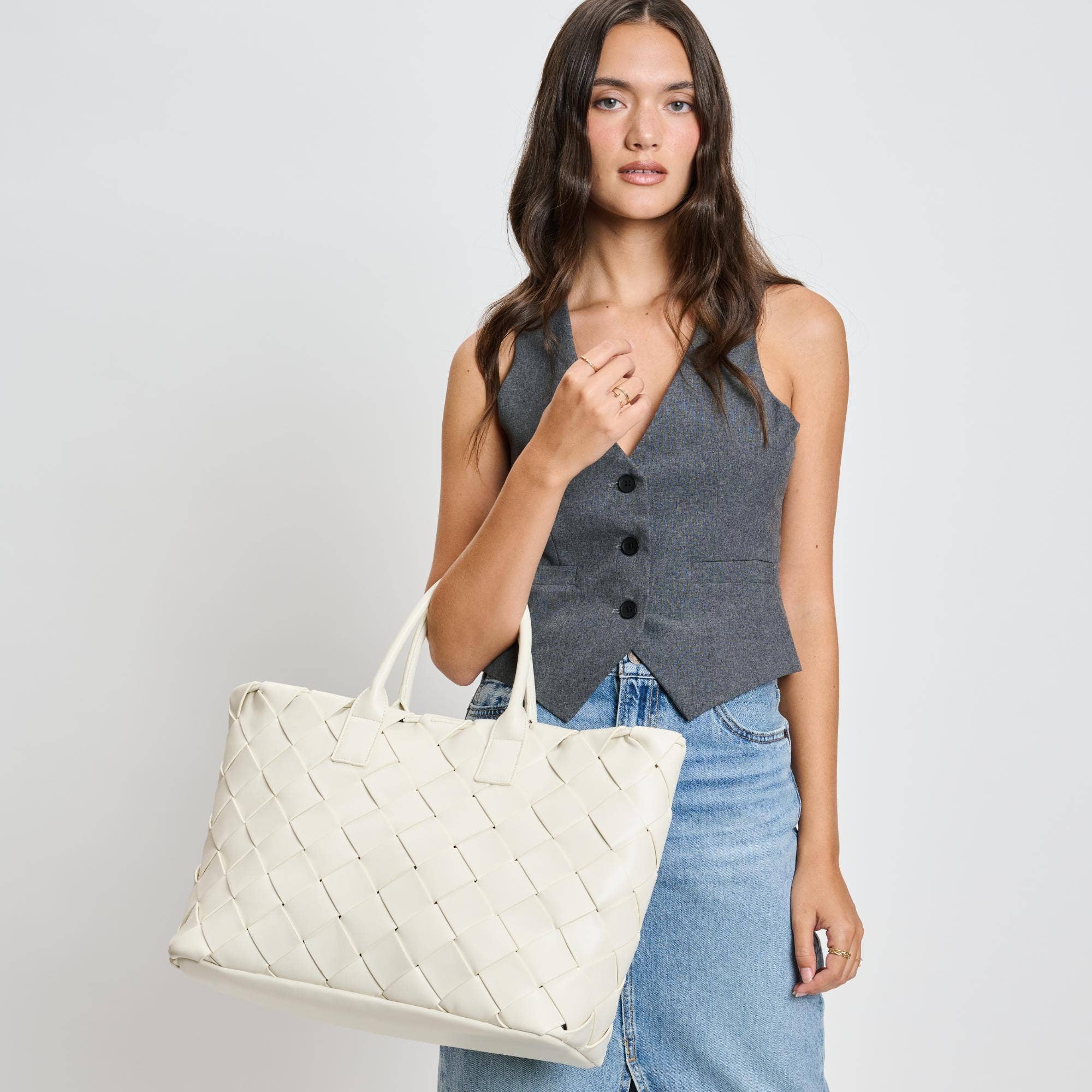 Moda Luxe - Adeline Woven Tote: Oatmilk