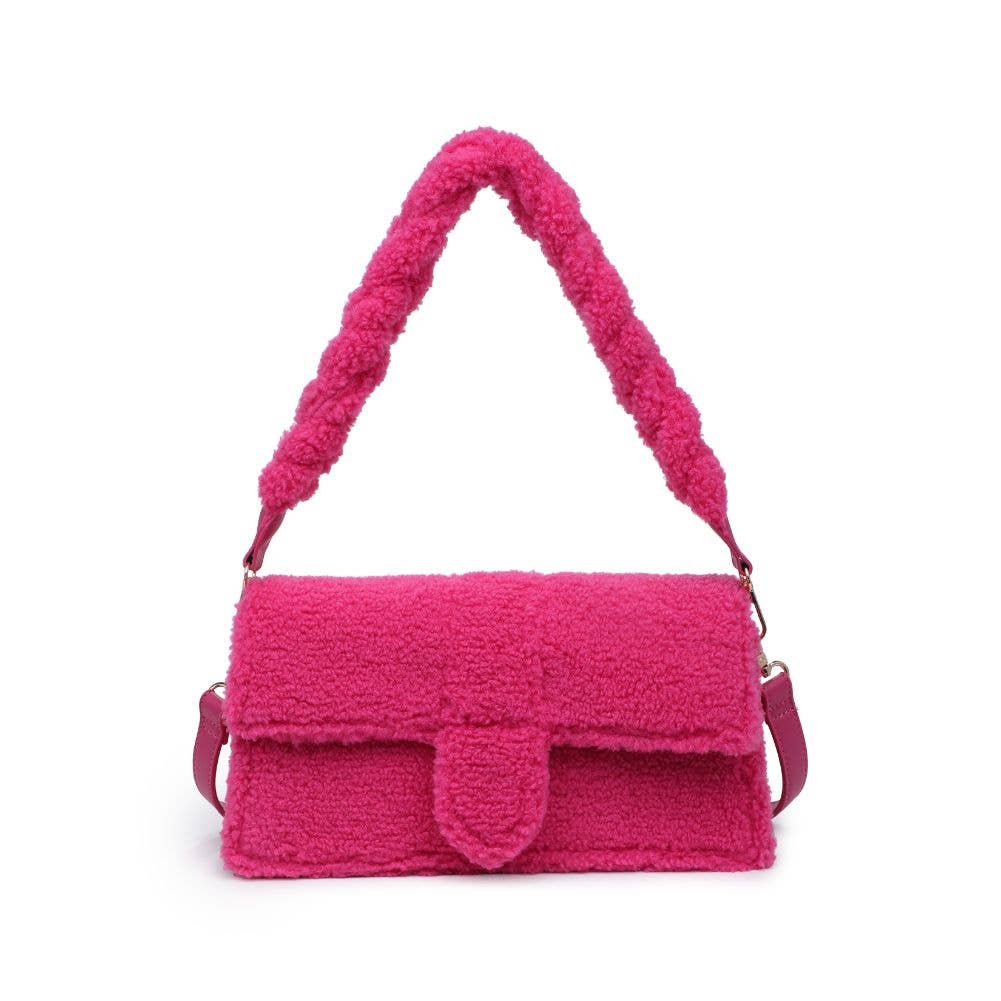 Moda Luxe - Fergie Sherpa Shearling East West Crossbody: Hot Pink